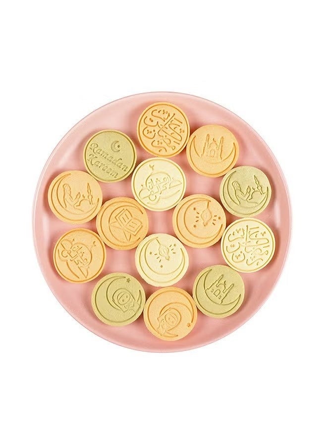 مجموعة قوالب بسكويت عيد مبارك مكونة من 10 قطع، قطاعة بسكويت منقوشة برسومات كرتونية، أدوات تزيين الطعام والمطبخ (لون وردي) - Image 4